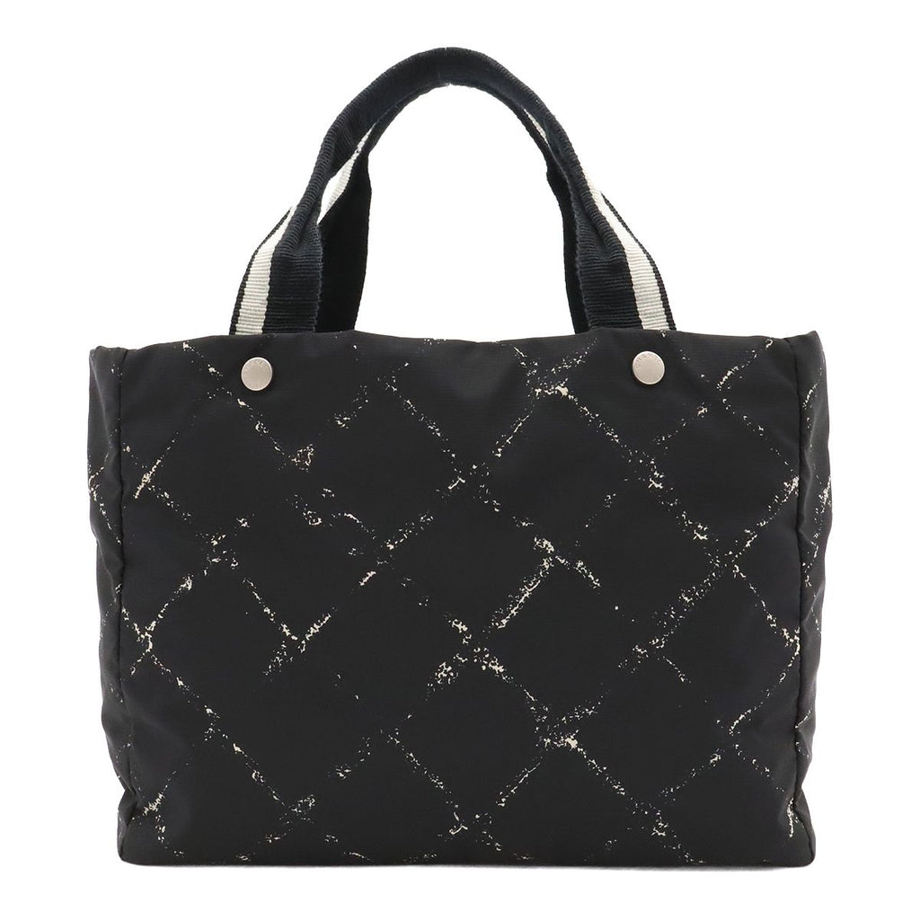 Chanel Vintage Travel Line Tote Shoulder Bag Nylon Black Red