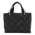 Chanel Vintage Travel Line Tote Shoulder Bag Nylon Black Red
