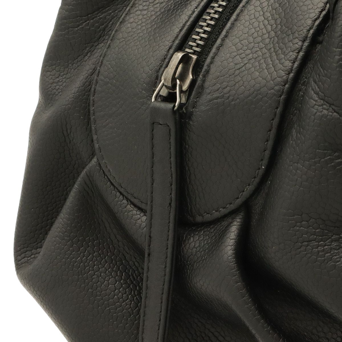 Chanel Choco Bar Boston Bag Shoulder Caviar Leather Black Silver — view 6