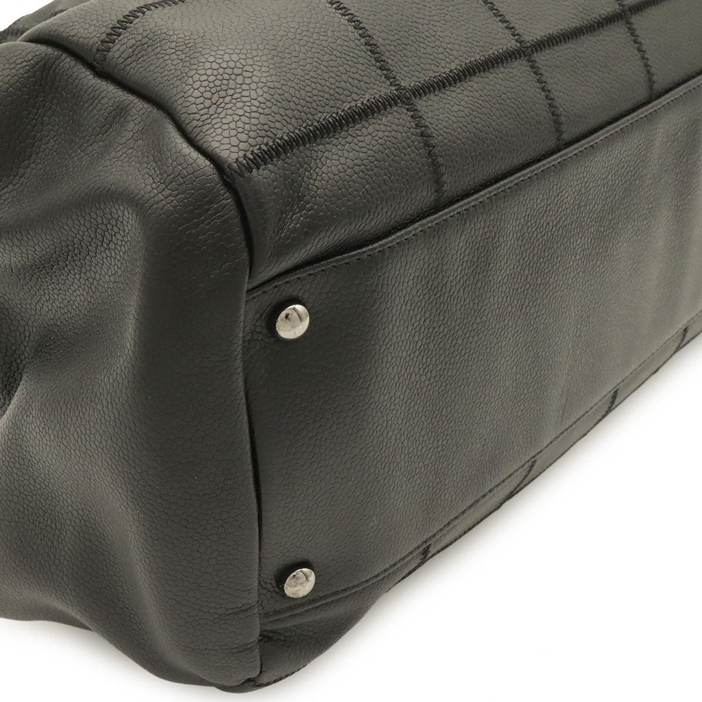Chanel Choco Bar Boston Bag Shoulder Caviar Leather Black Silver — view 3