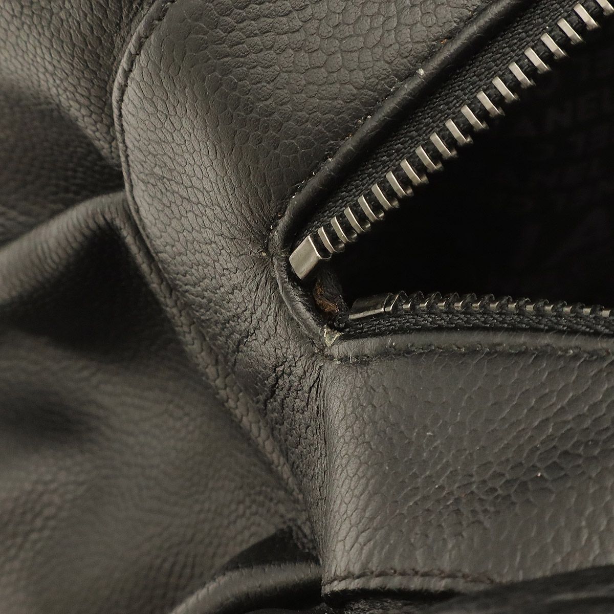 Chanel Choco Bar Boston Bag Shoulder Caviar Leather Black Silver — view 7