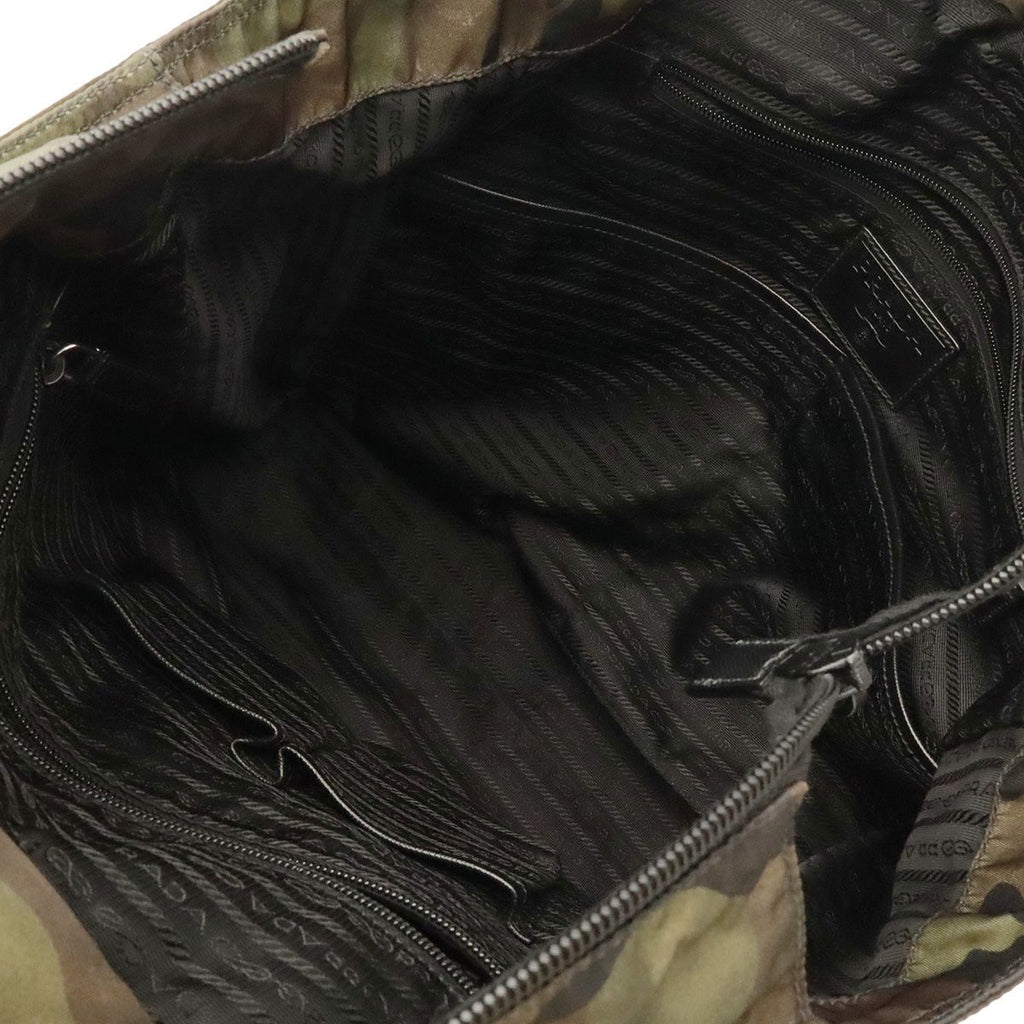 Prada Triangle Logo Tote Bag Shoulder Camouflage Pattern Nylon Leather Mimetico — view 8