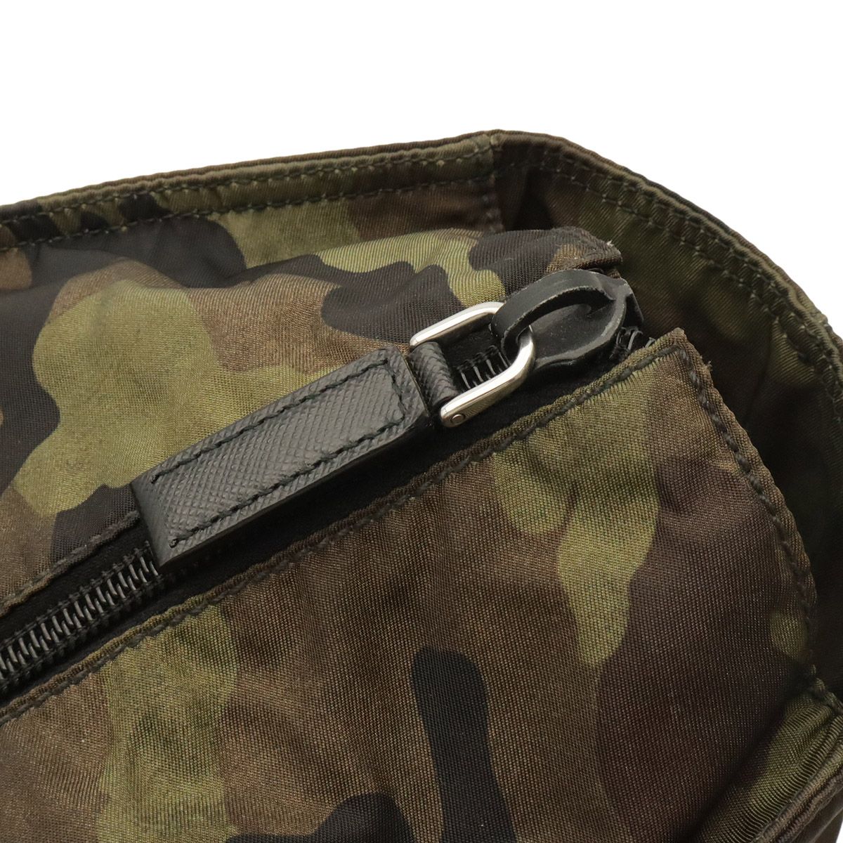 Prada Triangle Logo Tote Bag Shoulder Camouflage Pattern Nylon Leather Mimetico — view 7
