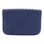 Bottega Veneta Intrecciato Wallet Bifold Leather Navy Blue