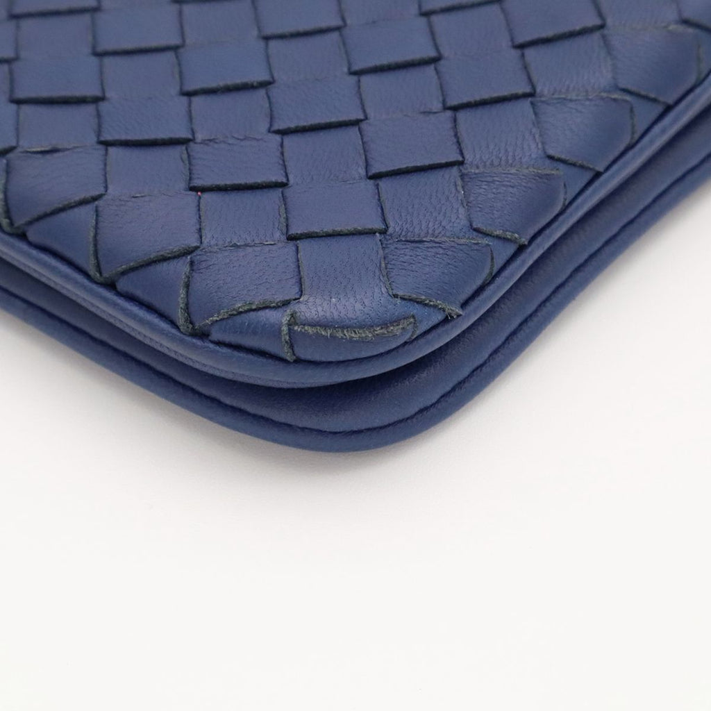 Bottega Veneta Intrecciato Wallet Bifold Leather Navy Blue — view 3
