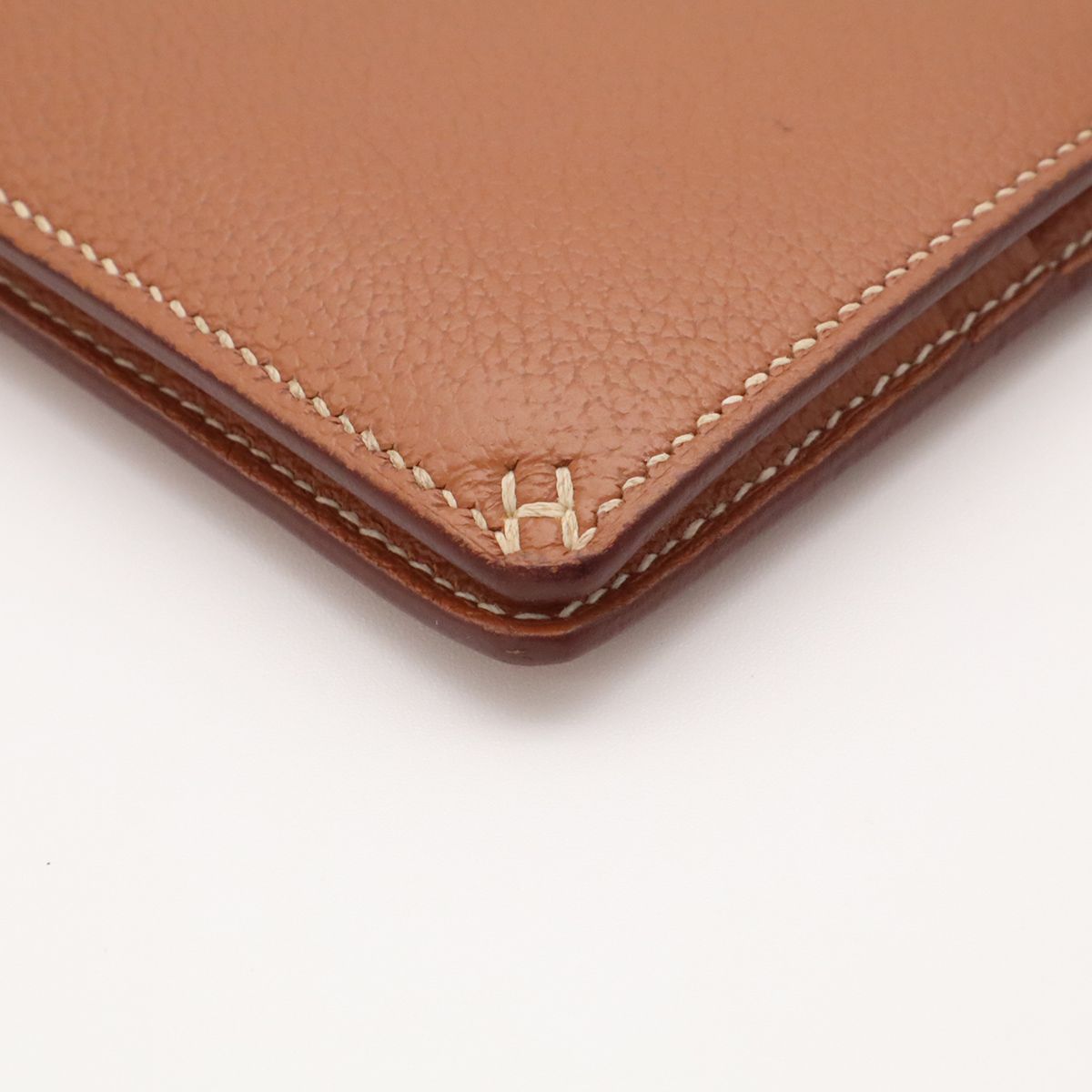 Hermes H Sellier Compact Wallet Bifold Evercolor Leather Gold Brown — view 3