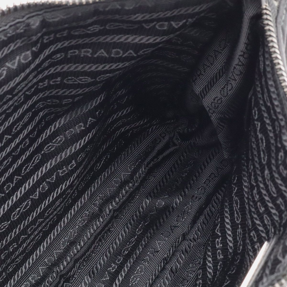 Prada Re-Nylon Triangle Logo Shoulder Bag 2-Way Clutch Nylon Leather Nero Black — view 7