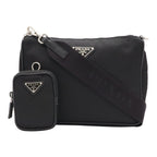 Prada Re-Nylon Triangle Logo Shoulder Bag 2-Way Clutch Nylon Leather Nero Black