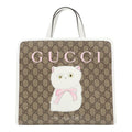 Gucci Children's GG Supreme Naon Jeong Chonna on Collaboration Cat Tote Beige