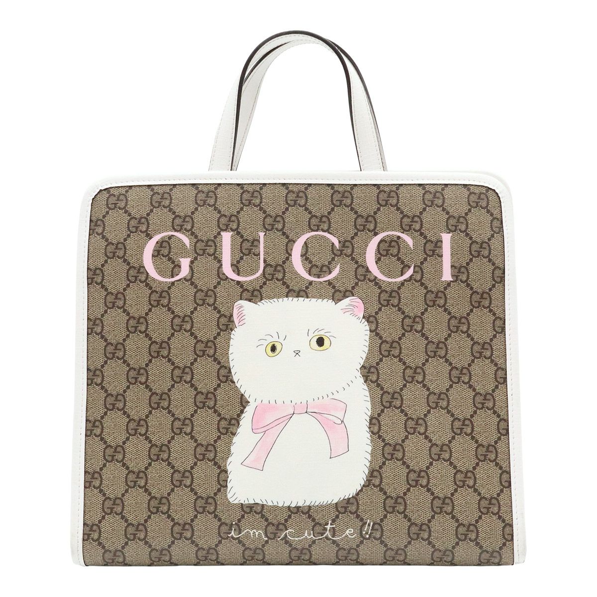 Gucci Children's GG Supreme Naon Jeong Chonna on Collaboration Cat Tote Beige