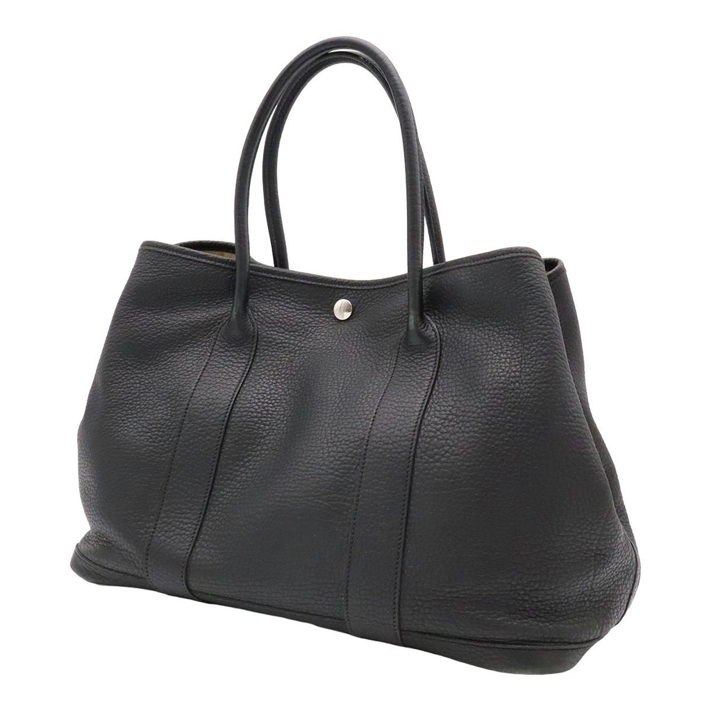 Hermes Garden Party PM Tote Bag Leather Black Silver — view 2
