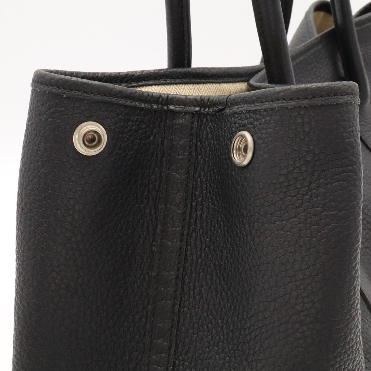 Hermes Garden Party PM Tote Bag Leather Black Silver — view 5
