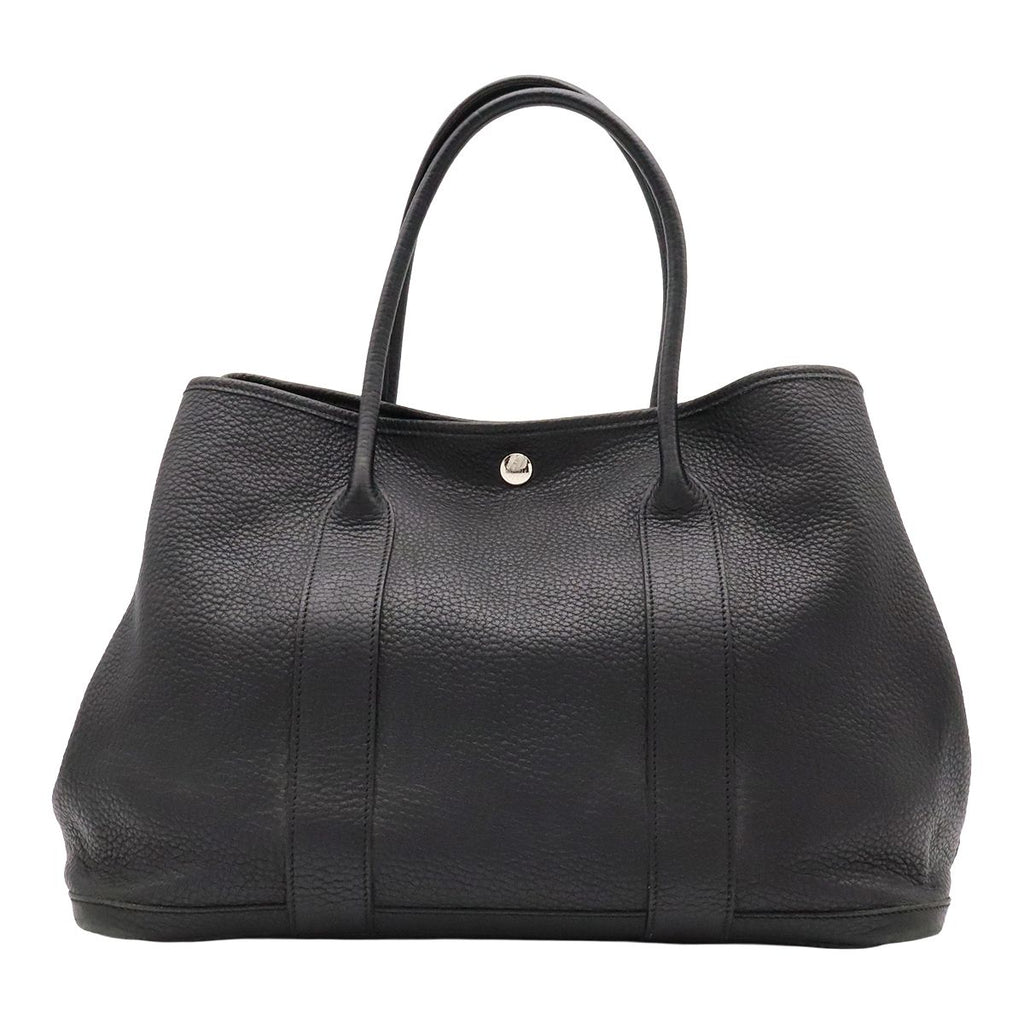 Hermes Garden Party PM Tote Bag Leather Black Silver