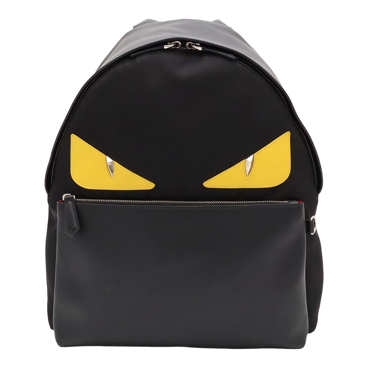 Fendi Bugs Monster Backpack Leather Nylon Black Silver