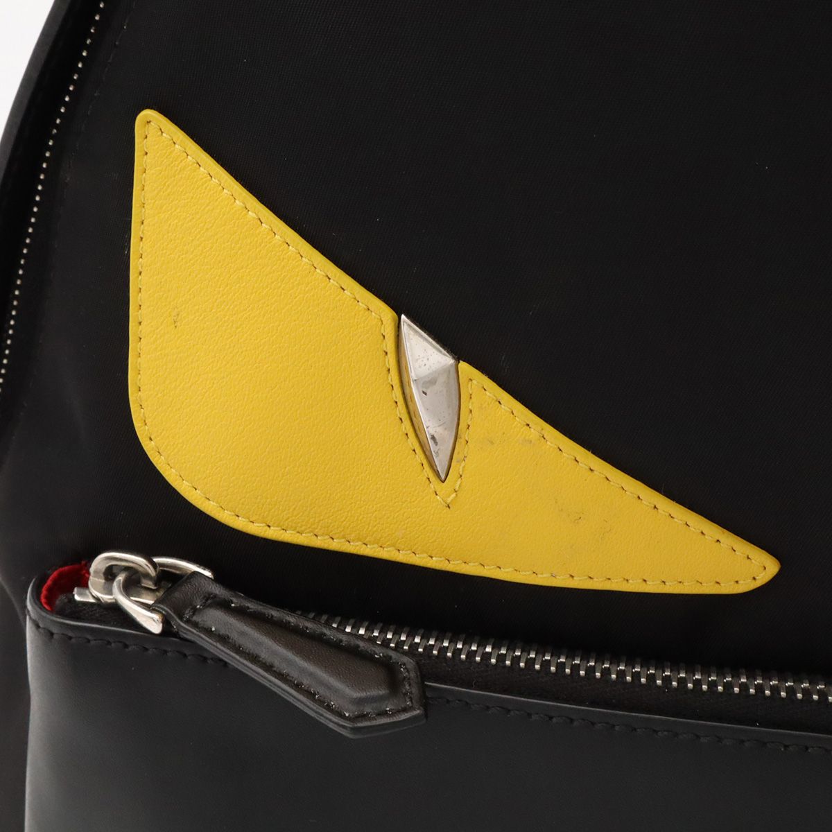 Fendi Bugs Monster Backpack Leather Nylon Black Silver — view 6