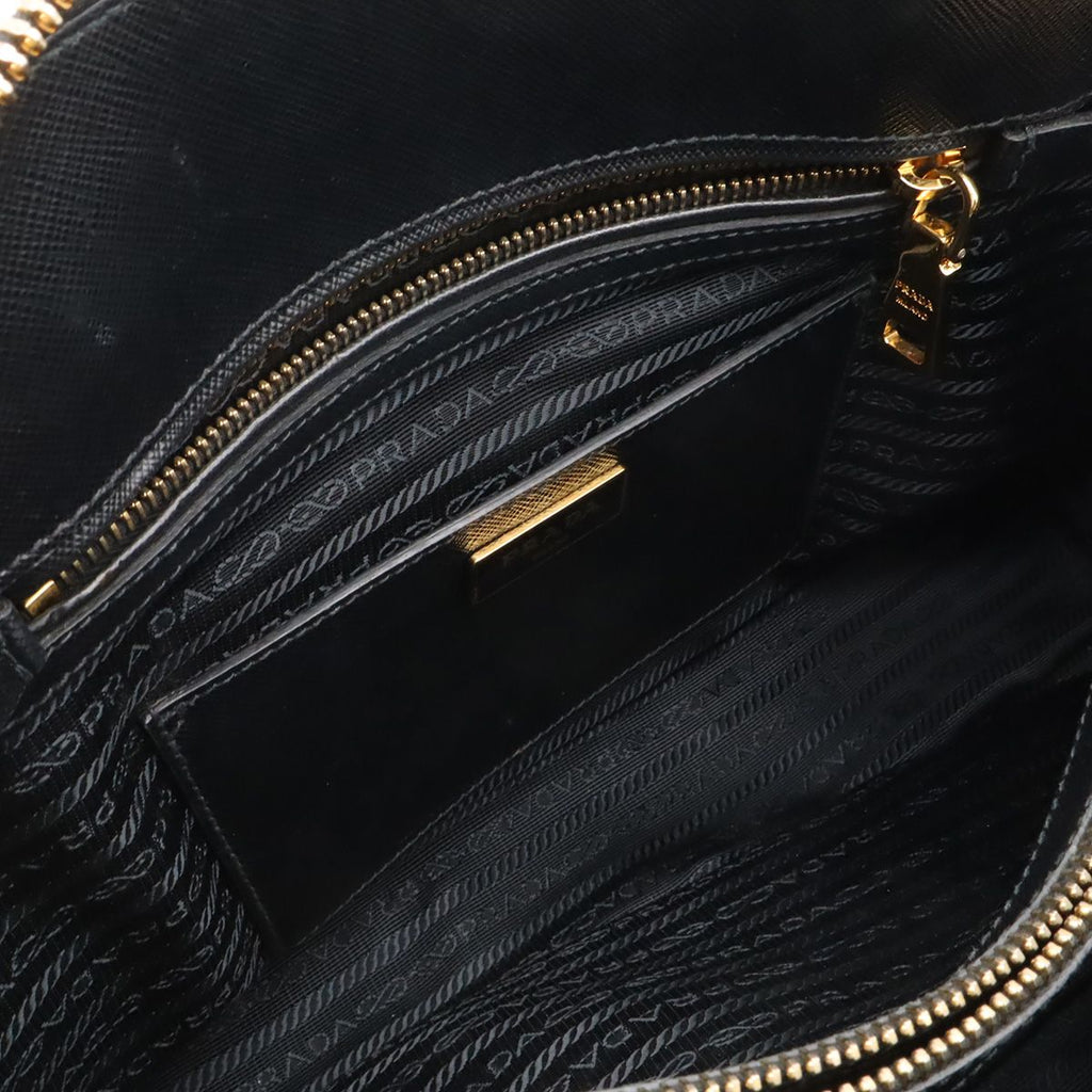 Prada Dome Shape 2-Way Shoulder Bag Crossbody Saffiano Leather Nero Black Gold — view 7