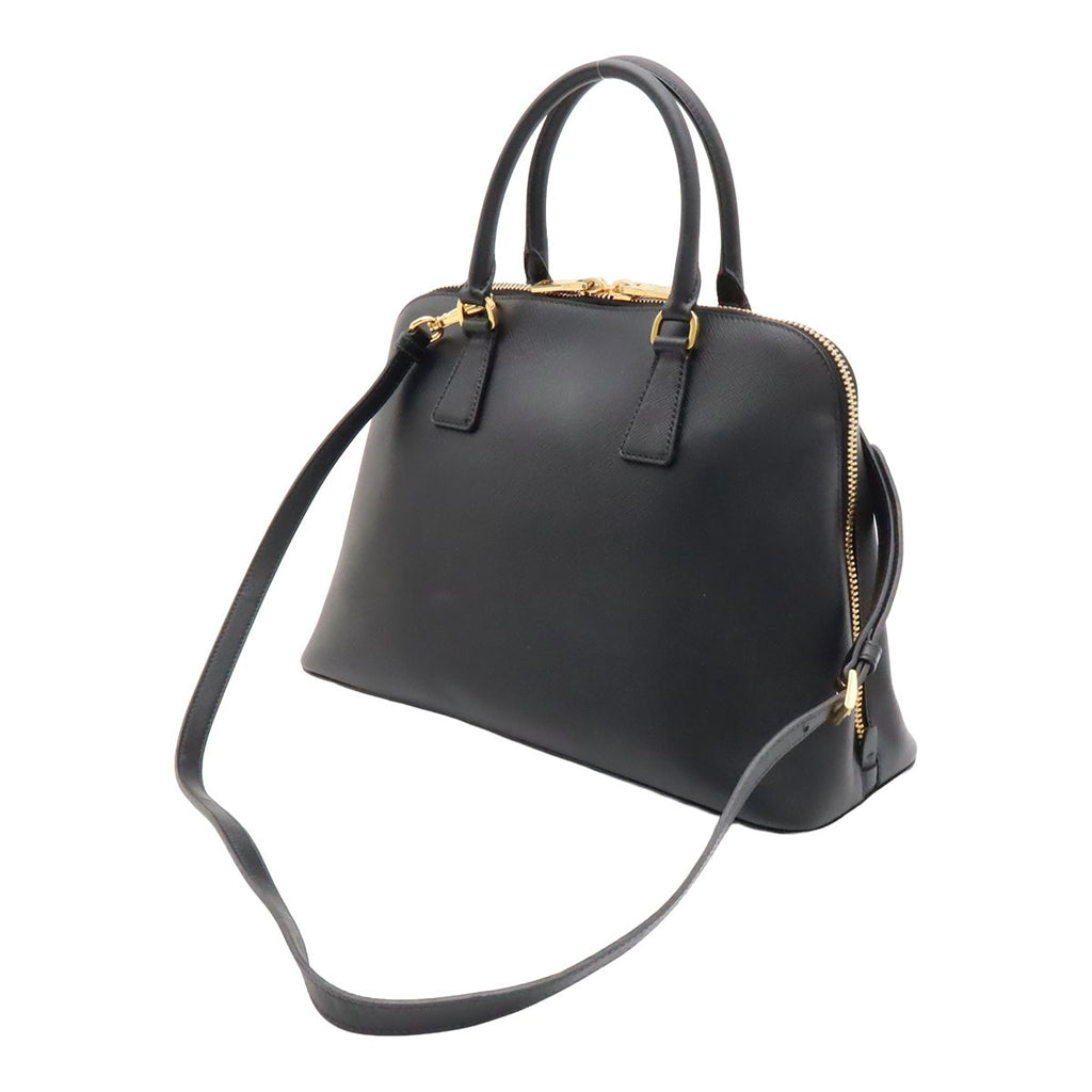Prada Dome Shape 2-Way Shoulder Bag Crossbody Saffiano Leather Nero Black Gold — view 2