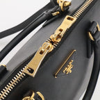 Prada Dome Shape 2-Way Shoulder Bag Crossbody Saffiano Leather Nero Black Gold — view 5