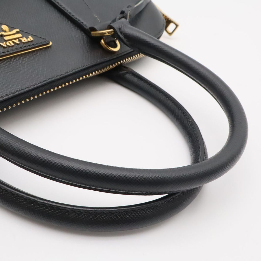 Prada Dome Shape 2-Way Shoulder Bag Crossbody Saffiano Leather Nero Black Gold — view 4