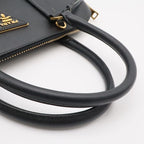 Prada Dome Shape 2-Way Shoulder Bag Crossbody Saffiano Leather Nero Black Gold — view 4