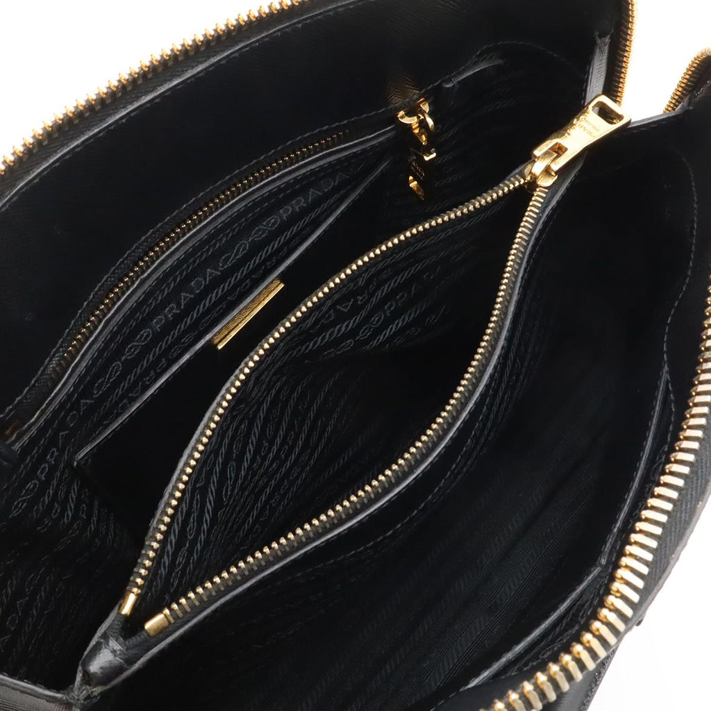 Prada Dome Shape 2-Way Shoulder Bag Crossbody Saffiano Leather Nero Black Gold — view 6