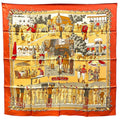 Hermes Carre 90 Deauville Era of Horse Racing Scarf Silk