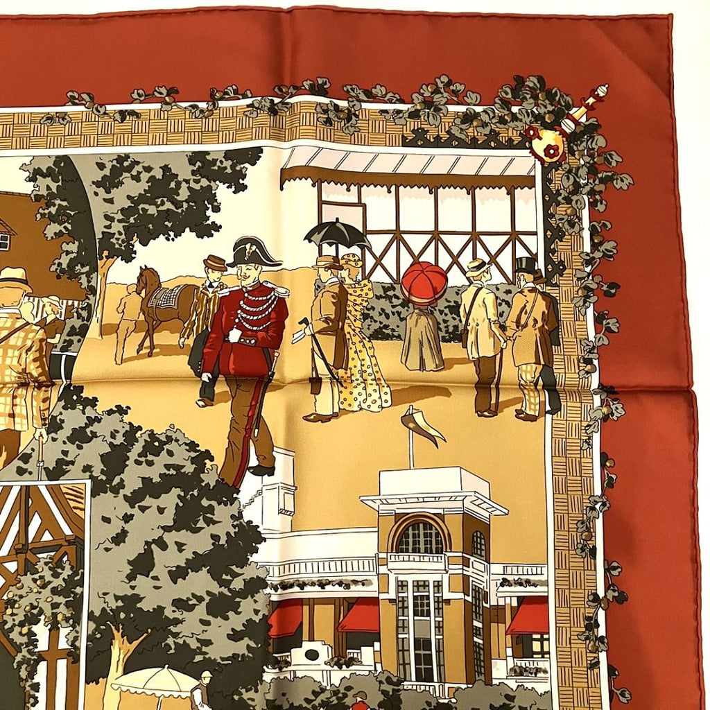 Hermes Carre 90 Deauville Era of Horse Racing Scarf Silk — view 6
