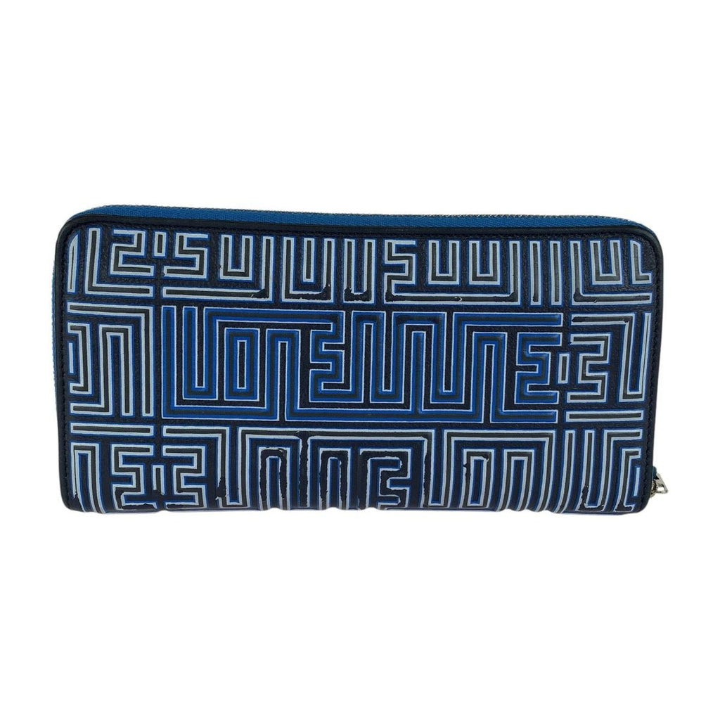 Loewe Maze Zip Around Blue Navy Silver Leather Wallet — view 2