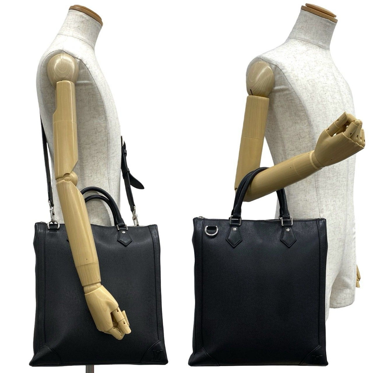 Louis Vuitton Vertical Tote Taiga Leather 2-Way Business Shoulder Bag Noir Black — view 2