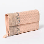 Bottega Veneta Intrecciato Bifold Wallet Python Leather Light Pink — view 3