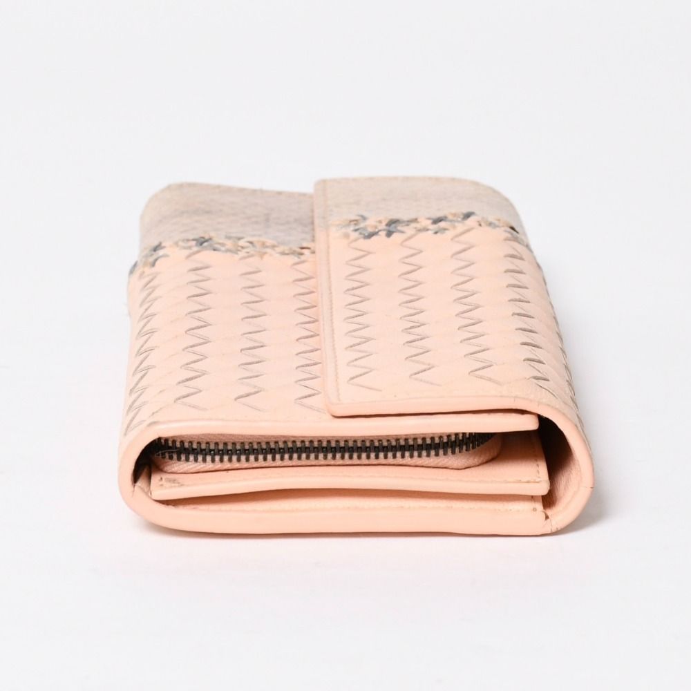 Bottega Veneta Intrecciato Bifold Wallet Python Leather Light Pink — view 4