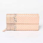 Bottega Veneta Intrecciato Bifold Wallet Python Leather Light Pink
