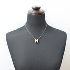 Hermes Necklace Pop H Brown Glace Yellow Gold H Logo Regular Pendant — view 7