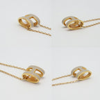 Hermes Necklace Pop H Brown Glace Yellow Gold H Logo Regular Pendant — view 5