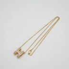 Hermes Necklace Pop H Brown Glace Yellow Gold H Logo Regular Pendant — view 2