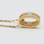 Hermes Necklace Pop H Brown Glace Yellow Gold H Logo Regular Pendant — view 4