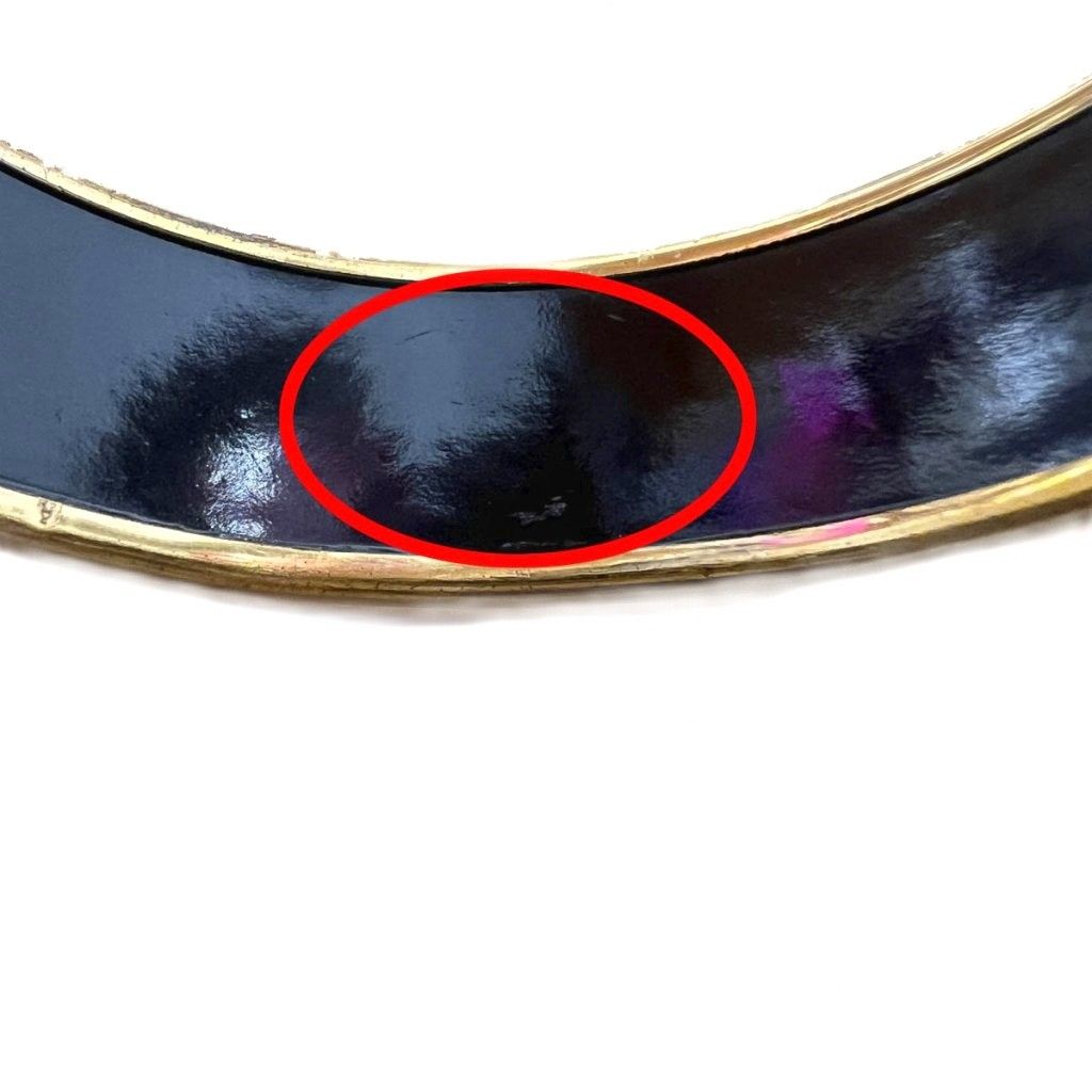 Hermes Enamel Brazil GM Cloisonne Bangle Bracelet Black Gold — view 7