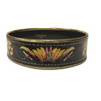 Hermes Enamel Brazil GM Cloisonne Bangle Bracelet Black Gold