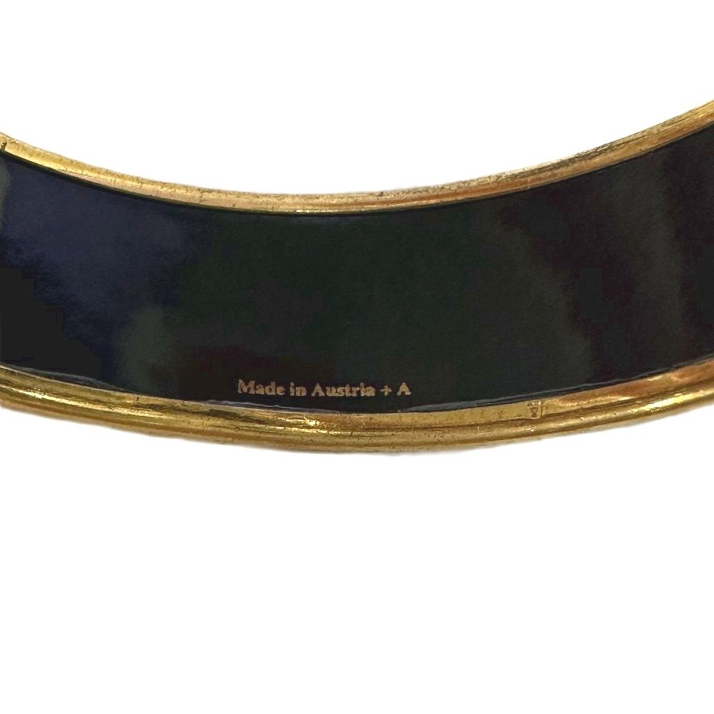 Hermes Enamel Brazil GM Cloisonne Bangle Bracelet Black Gold — view 6