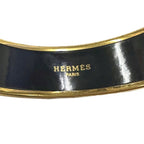Hermes Enamel Brazil GM Cloisonne Bangle Bracelet Black Gold — view 5