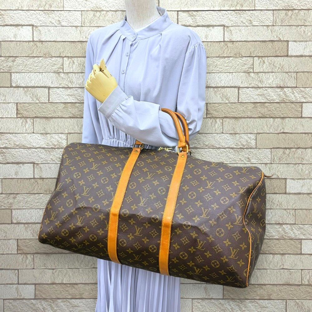 Louis Vuitton Keepall 55 Monogram Handbag Canvas Brown — view 2