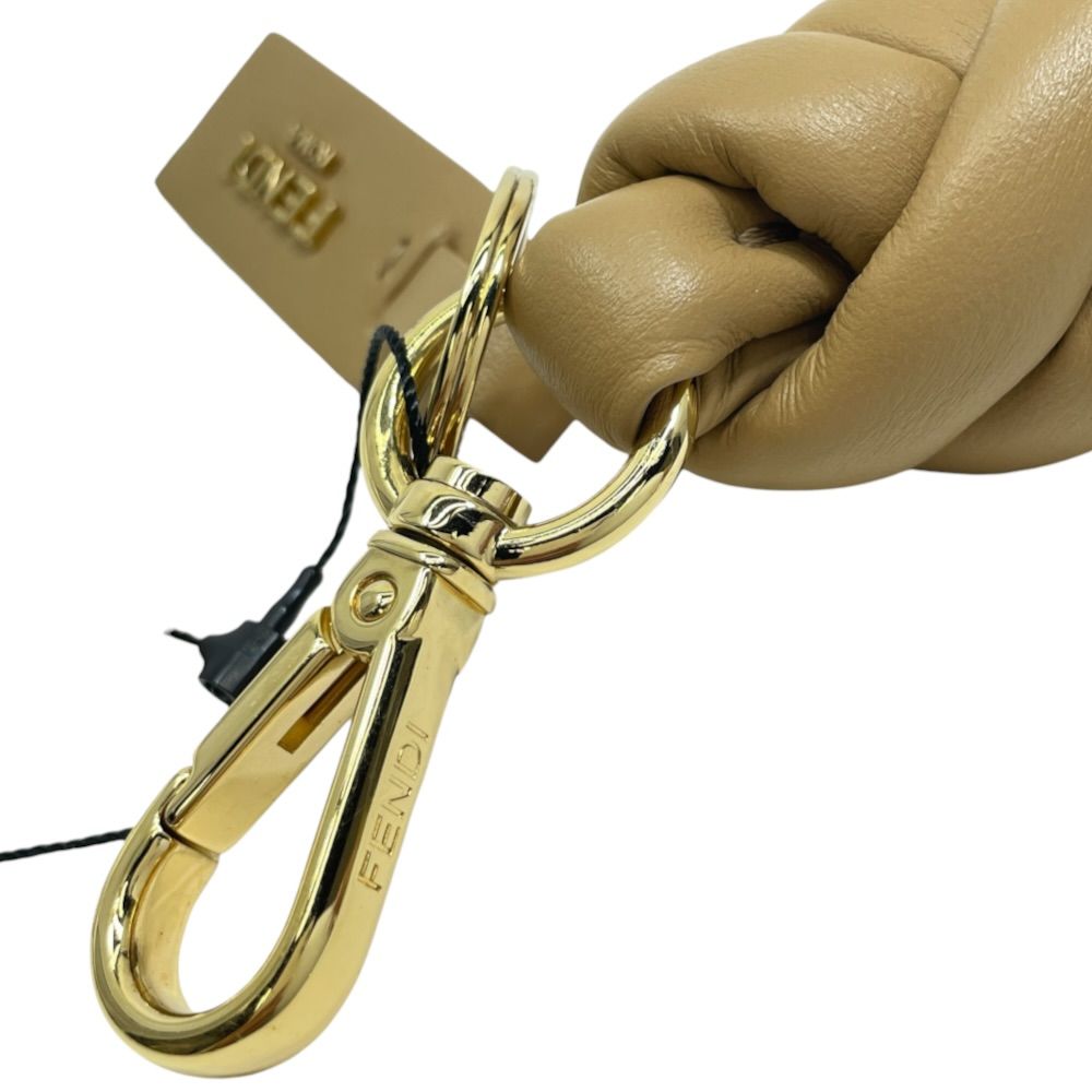 Fendi Knot Charm Key Holder Key Ring Beige Gold — view 3