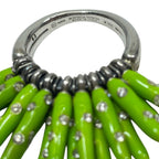 Bottega Veneta Ring Fringe Motif Metal Enamel Stone Silver Green — view 7