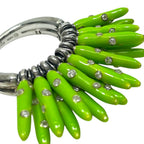 Bottega Veneta Ring Fringe Motif Metal Enamel Stone Silver Green — view 6