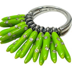 Bottega Veneta Ring Fringe Motif Metal Enamel Stone Silver Green — view 5