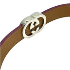 Gucci Bangle Bracelet Interlocking G Double G Leather Silver Bordeaux — view 6