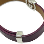 Gucci Bangle Bracelet Interlocking G Double G Leather Silver Bordeaux — view 8