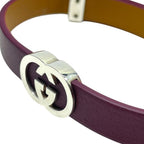 Gucci Bangle Bracelet Interlocking G Double G Leather Silver Bordeaux — view 5