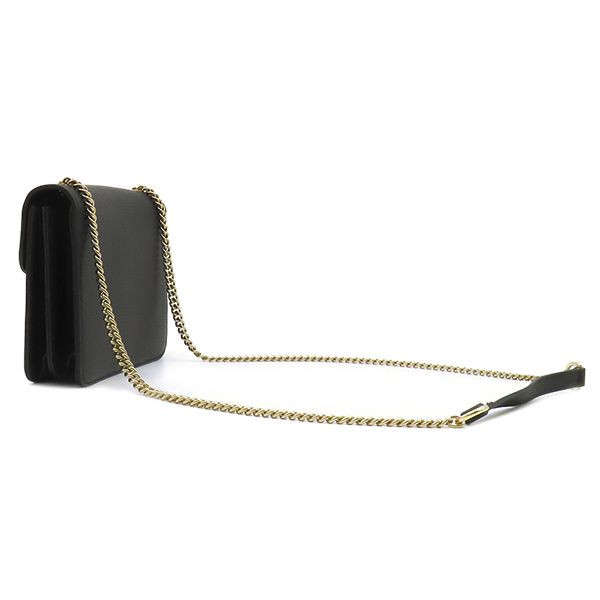 Gucci Shoulder Bag Interlocking G Chain Leather Black Gold — view 2