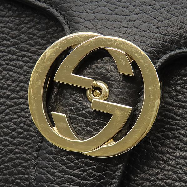 Gucci Shoulder Bag Interlocking G Chain Leather Black Gold — view 7